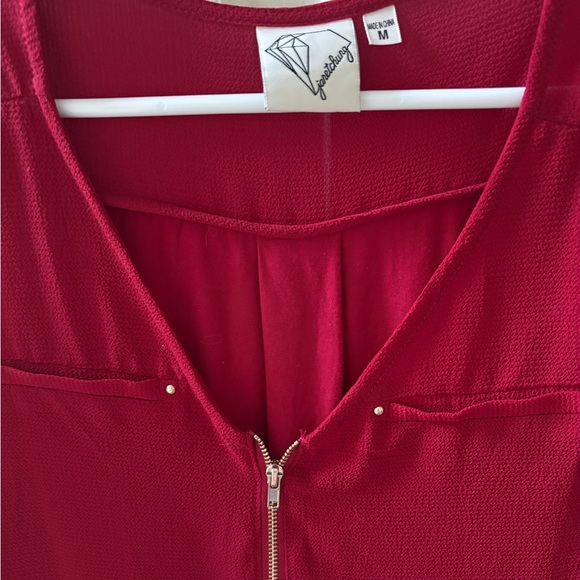 Janet Chung Chic Red Zippered Blouse - Picture 2 of 5